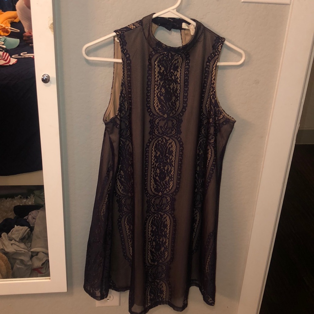 SOLD Navy and tan dress!